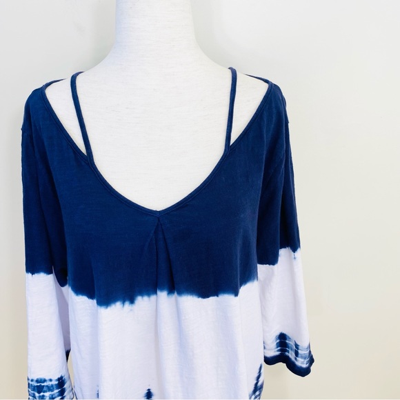 UMGEE tie dye fringe accent 3/4 sleeve top size large - Picture 2 of 11